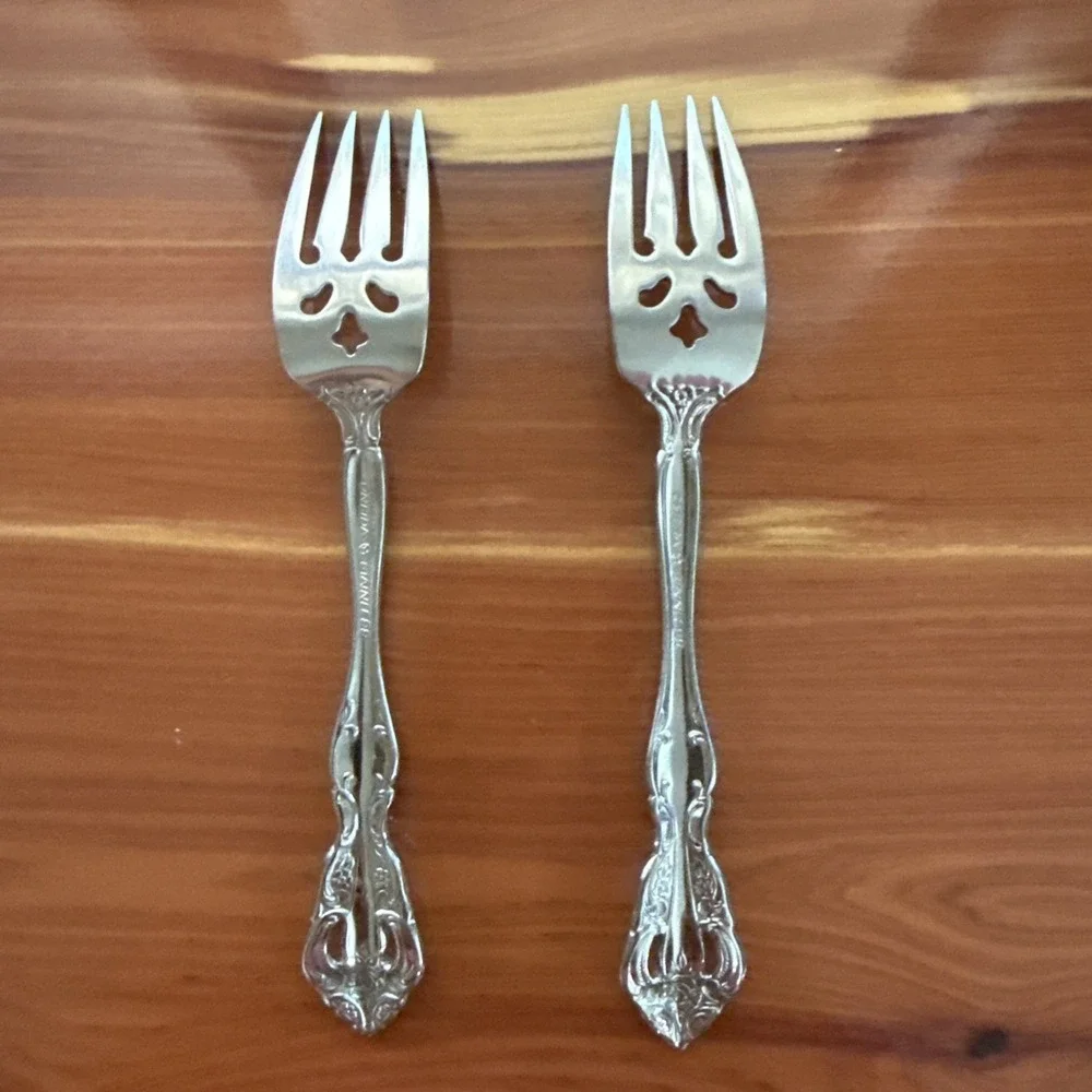 Oneida Michelangelo CUBE Stainless Steel Flatware Salad Forks Set Of 2